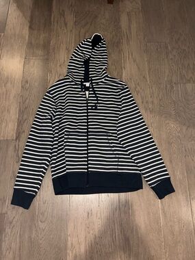 Amazon Essentials Men’s Full Zip Hoodie | XL | Navy & White Stripe | Super Soft